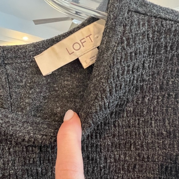 LOFT | Gray smocked chest dress - Picture 3 of 6